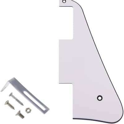 Electric Guitar Pickguard for Les Paul Modern Style with Chrome Bracket, White 3Ply image 1