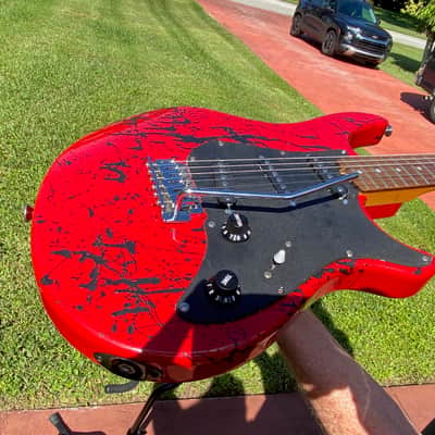 Strat style offset "BloodClot" electric guitar 3 strong single coil PU fretwork, set-up, Dunlop Pro image 15