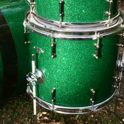 C&C Custom Drums Green Glass Glitter USA Order Made Drum Set Rock Kit CC Cardwell & Cardwell CC Maple Shells 12/14/22 image 9