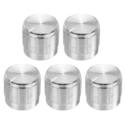 5pcs Potentiometer Knob Knurled Shaft Silver Tone Aluminum 6mm Shaft Dia. Rotary Knob 15mmx13mm Volume Control Knob image 1