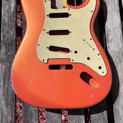 JVG ST BODY Mahogany RELIC Aged Patina Vivid Pearl tangerine LACQUER finish INCLUDES JVG-Aged PICKGUARD and NECK order yours today JVGuitars image 9