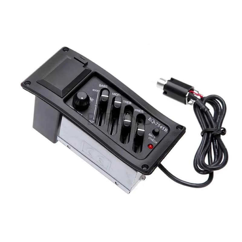 4 Band Acoustic Guitar Pickup EQ Preamp Amplifier Equalizer Tuner image 1