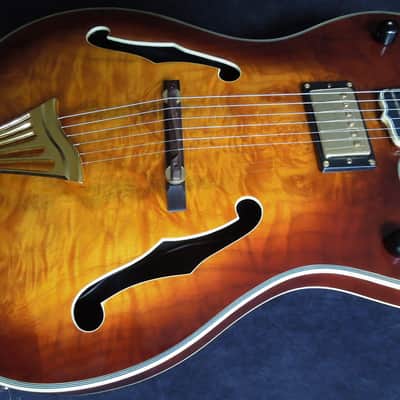 DYNAMIC Metropolitain VSB - Custom Thinline ES Jazz Guitar Exotic Amboyna Burl Top, Ebony Board image 1