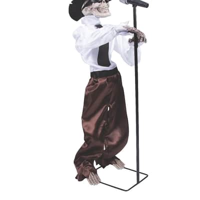 3FT Standing Singing Skeleton Rocker Halloween Animatronics image 1