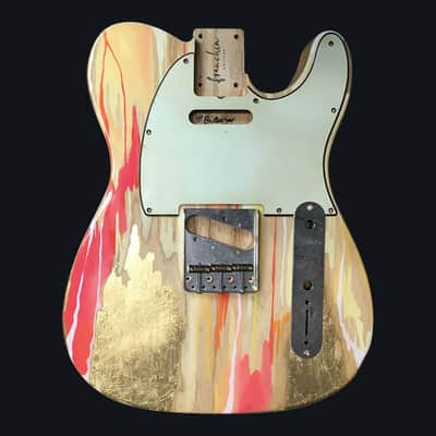 Made to Order - FRANCHIN Mars guitar body Colorful Wood Grain Oil Paint and Metallic Leaf Swamp Ash Telecaster-Tele-T-Style Made in Italy image 1