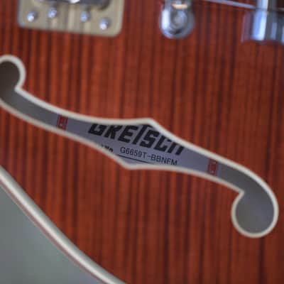 Gretsch G6659TFM Players Edition Broadkaster® Jr. Center Block Single-Cut with String-Thru Bigsby® and Flame Maple, Ebony Fingerboard - Bourbon Stain image 10