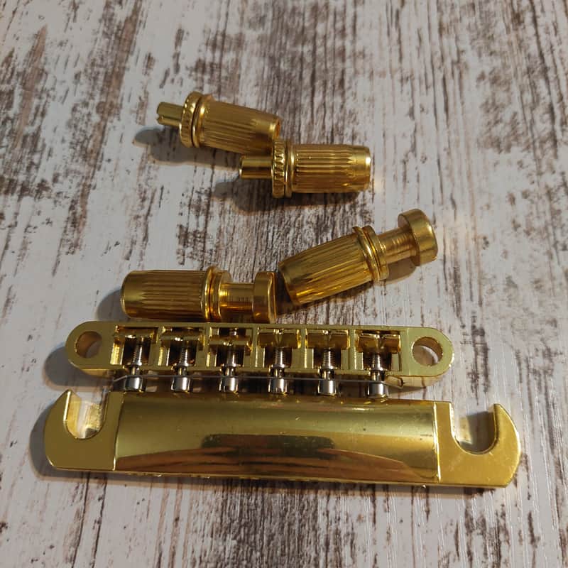Import Style Gold Tune-O-Matic Bridge and Tailpiece Set for Epiphone Guitars image 1