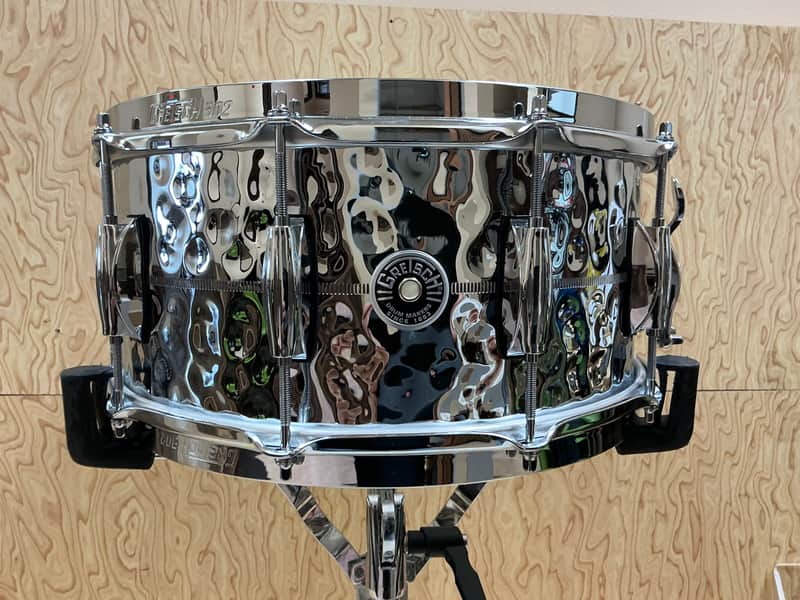 Gretsch GB4164HB Brooklyn Hammered Chrome Over Brass 6.5x14" 10-Lug Snare Drum 2012 - Present - Chrome-Plated image 1