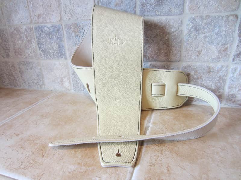 Italia Leather Straps 4 INCH WIDE CREMA LEATHER GUITAR STRAP CREMA-CREMA 2026 image 1