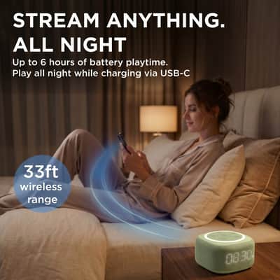 Gemini BRS-180 Bluetooth Home Speaker – Night Light, 15 Sleep Sounds, LED Alarm Clock & Voice-Assistant Button image 7