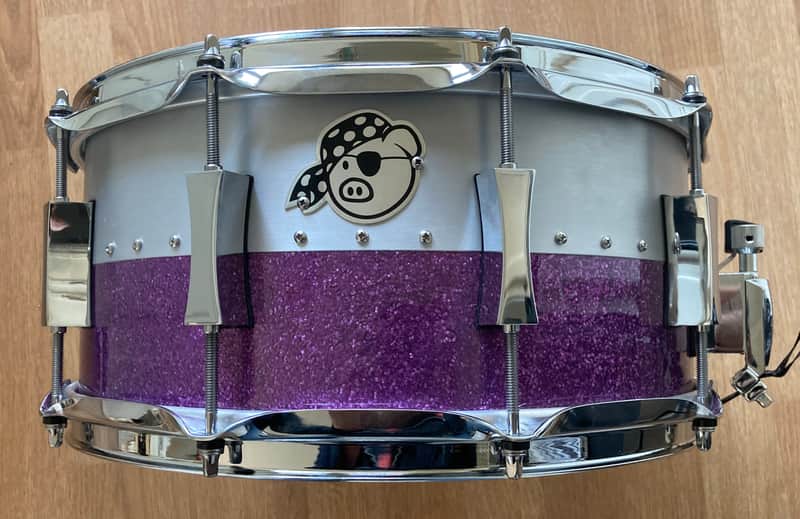 Pork Pie 6.5x14 Aluminum/Ash Hybrid snare drum - Purple Sparkle image 1