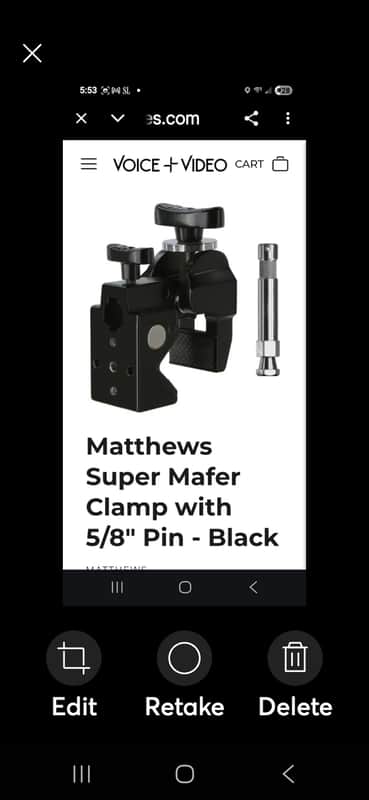 Mathews Super Mafer Clamp w/ 5/8" Baby Pin – Black – Pro Film & Photo Grip Mount image 1