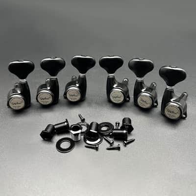 3R3L Guitar Locking Tuners 1:21 Lock String Tuning Key Pegs Machine Head Fish Tail Style Tuner Replacement for Electric Folk or Acoustic Guitars (Black) image 1