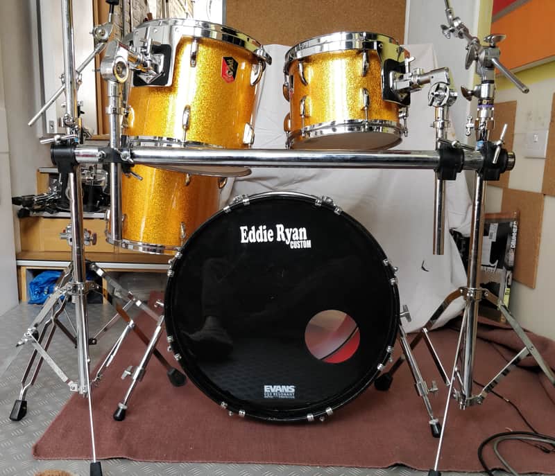 Vintage Eddie Ryan Custom fusion / bop shellpack – 10, 12, 13, 16, 20 in gold sparkle image 1