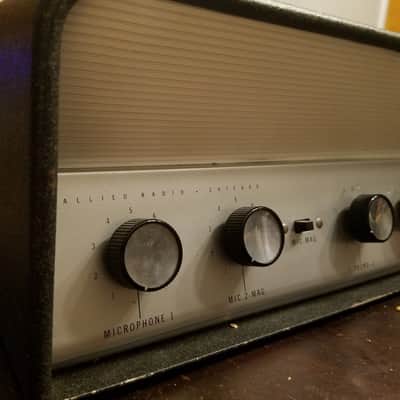 Knight KN3032 32 Watt Tube Amp Head MCM Style PA Phono 1950s Black Silver image 11