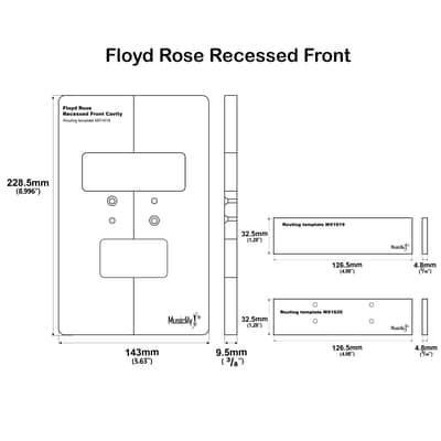 PRO CNC Acrylic Routing Template Set – Floyd Rose Recessed Tremolo Mod image 5