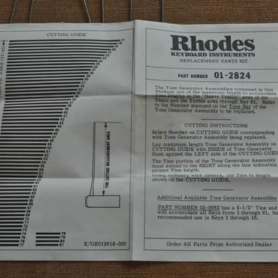 Rhodes Keyboard Instruments Replacement Parts Kit 01-2824 #B Tines image 8