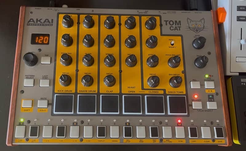 Akai Tom Cat Analog Drum Machine 2015 - Grey & Yellow image 1