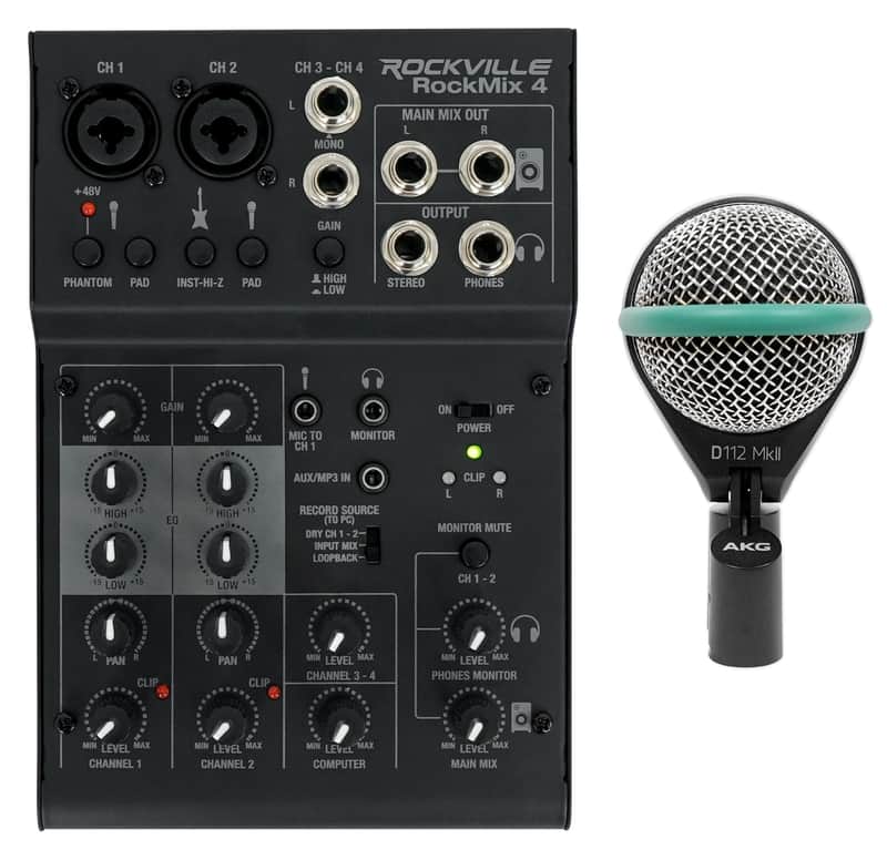AKG D112 MKII Professional Dynamic Kick Drum Bass Guitar Microphone Mic+Mixer image 1