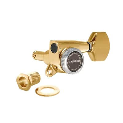 SG381 Magnum Lock Traditional Tuners 6 In Line with Straight-Sided Mini Buttons (Model 07) 16:1 Gear Ratio-Black Chrome (Cosmo), Left Handed image 6