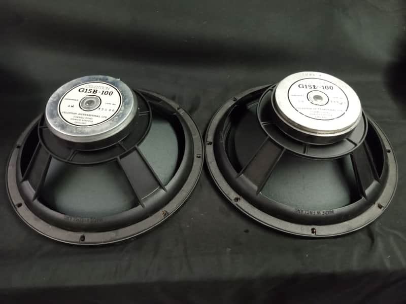 1986 Celestion G15B-100 T3886 Black Frame Original 4 Ohm 15" 100 Watt Speakers PAIR image 1