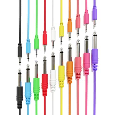 ExcelValley [10-Pack | 10 cm - 3.94"] Mono Patch Cables - TS 3.5mm 1/8" to 6.35mm 1/4" Eurorack Synth CV Gate image 1
