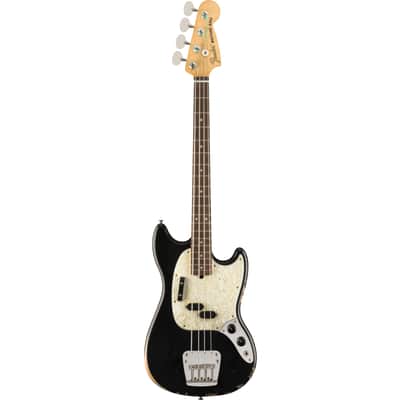 Fender Justin Meldal-Johnsen Road Worn Mustang Bass Black - 4-String Electric Bass image 1