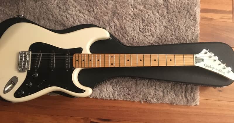 Vintage Epiphone by Gibson S310 Stratocaster Electric Guitar White image 1