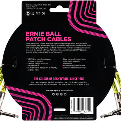 ERNIE BALL 6075 Patch Cable Patchkabel WKl-WKl 30cm (3er Pack) schwarz image 2