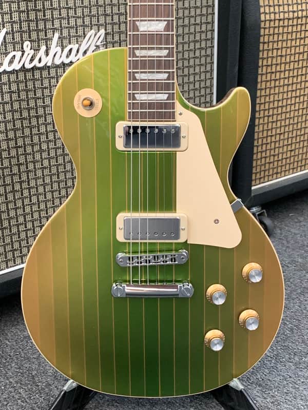 Gibson 70's Les Paul Deluxe Mod Shop 2023 - KeyLime PinStripe image 1