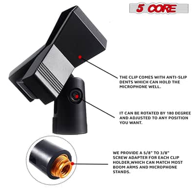 5 Core Microphone Clip Holder 5 Pieces with Screw Adapters 5/8 to 3/8 Inch image 8