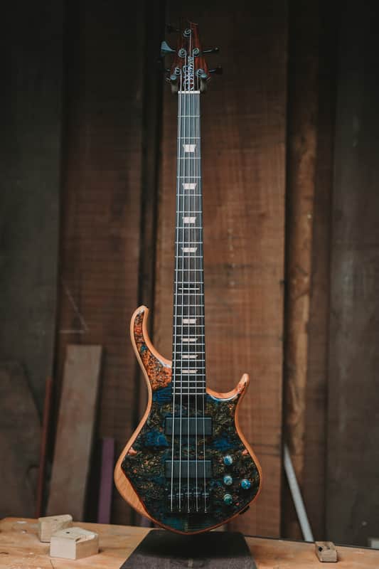 Warrior Dran Michael Custom Blue Dyed Burl 5 string NEW