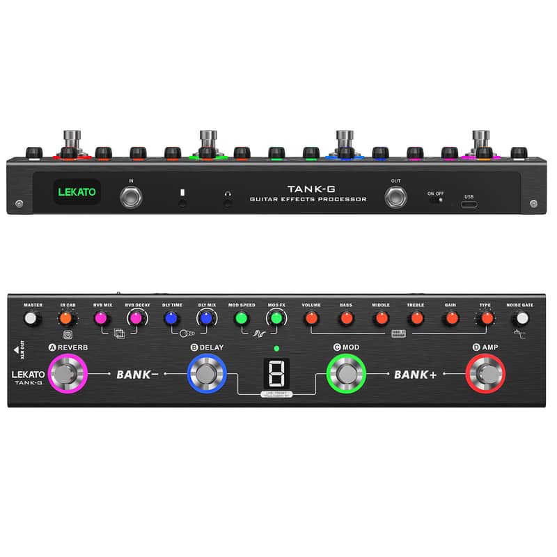 LEKATO Tank-G Multi Effects Electric Guitar Effect Pedal Guitar Effects Pedal with 36 Presets Editable 4 Modules Amp Chorus Delay Reverb image 1