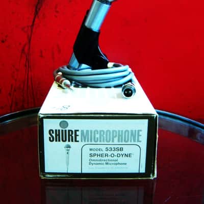 Vintage 1970's Shure 533SB dynamic microphone Low Z Satin Chrome w accessories SM58 image 1