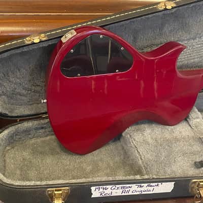 Gibson The Hawk 1996 - Red - VINTAGE - ALL ORIGINAL - Hardshell Case - Headstock/Neck Repair image 9