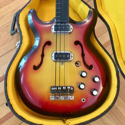Hohner bartell Black widow fretless bass guitar c 1966 Sunburst original vintage image 3