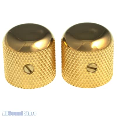 (2) GOTOH Metal Dome Knobs for 1/4" Solid Shaft Pots - GOLD image 1