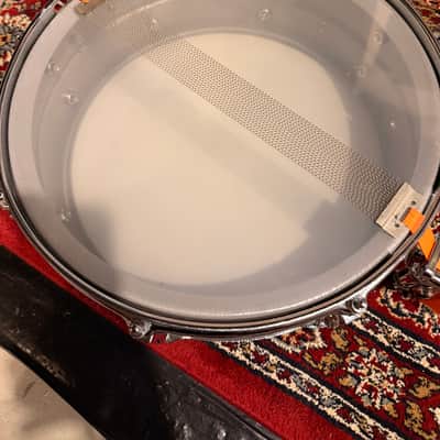 Ludwig L-404 Acrolite 5x14" 8-Lug Aluminum Snare Drum with Rounded Blue/Olive Badge 1979 - 1993 - Gray image 8