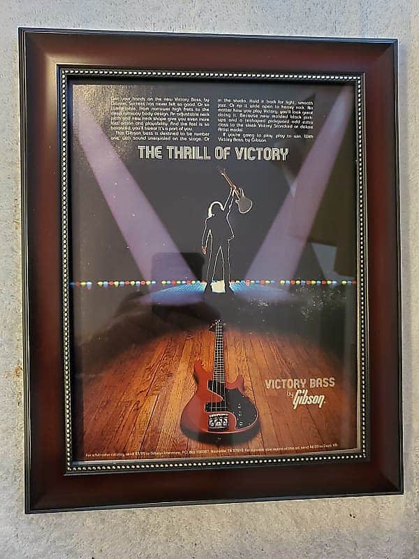 1982 Gibson Guitars Color Promotional Ad Framed Victory Bass Original image 1