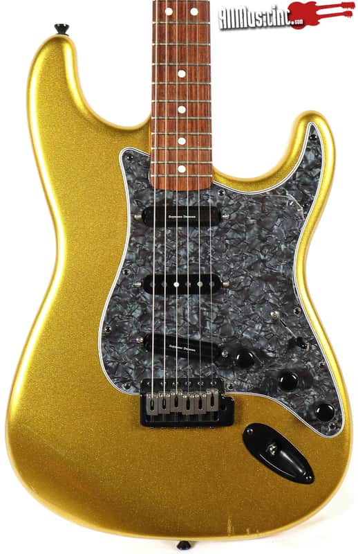 All Music Inc. Collection Custom Gold Sparkle Strat Electric Guitar w/ Gig Bag image 1