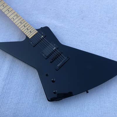 Left Handed Black Explorer Style Guitar, Basswood Body, Maple Neck image 3