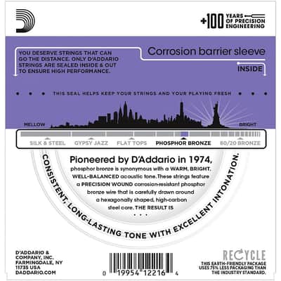 D'Addario EJ26 Custom Light Phosphor Bronze Acoustic Strings 11-52 image 2