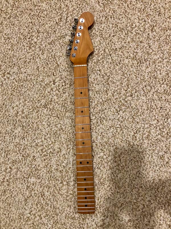 Warmoth Roasted Maple Strat Neck Stainless Frets 2018 Roasted Maple Unfinished image 1