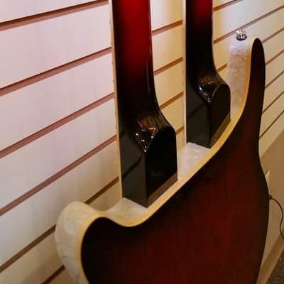 Italia Rimini Twin Double Neck, White Pearl, Redburst back 2015 NOS image 14