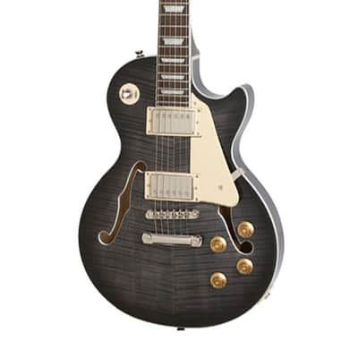 Epiphone Les Paul ES PRO Flame Top Single Cutaway Semi Hollow Electric Guitar Trans Black LP Style image 2
