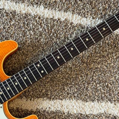 RARE&CLEAN! Fender Japan AST-110DMC Aerodyne Special Flame Maple Top Stratocaster 2006-2008 - Flame Amber Japanese-Market-only Model w/Vanzandt Pup Upgraded MIJ image 5