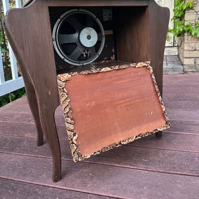 Rotary Connection Loaded 1x10 closed or open optional vintage MCM style speaker guitar cabinet. Vintage Rola Speaker.  Handmade from repurposed vintage real wood furniture. 2026 - Wood image 7