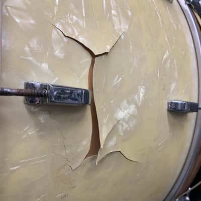 Leedy Vintage Bass Drum 14”x28” 1920’s/1930’s - White Marine Pearl image 11