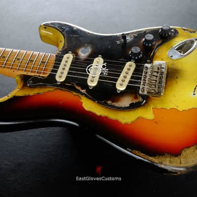 Fender Stratocaster TV Yellow/Sunburst  Heavy Aged Relic by East Gloves Customs (RARE) image 6