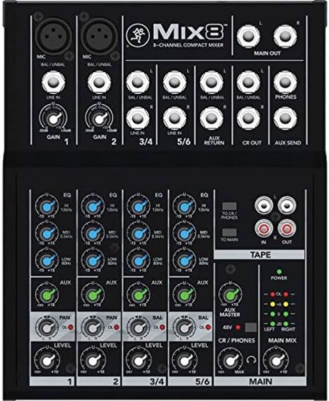 Mackie Mix Series Mix8 8-Channel Mixer, Black image 1